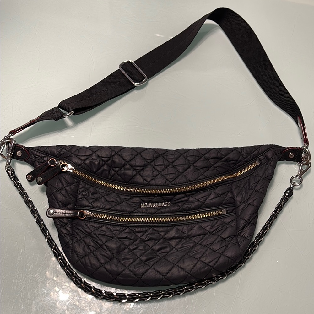 MZ Wallace Black Quilted Belt sling Bag